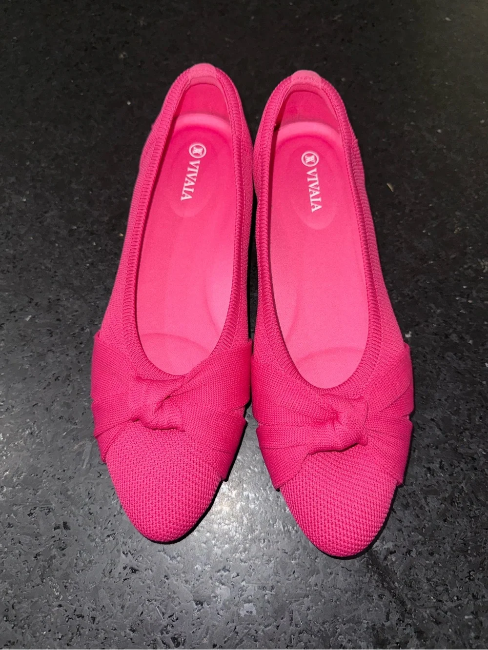 VIVAIA Almond-Toe Knotted Flats (Bibi) Color Pitaya Bow Style Azura SZ 8.5